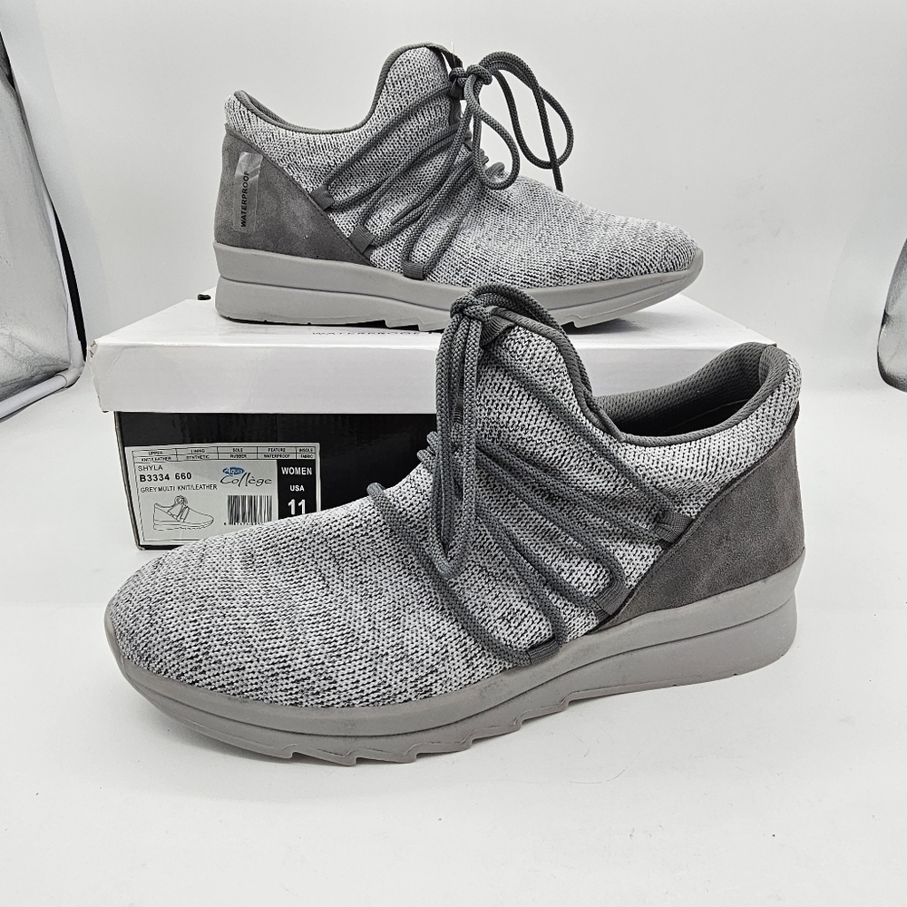 Aqua College Womens Shyla Sneakers Multi Knit Leather Lace Up Waterproof Grey 11 - Picture 9 of 14